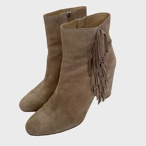 Diane Von Furstenberg Taupe Tan Suede Fringe Forti Booties Size 9.5